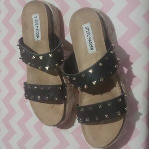 Steven Madden (Size 9) Black Sandals with woven textile